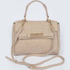 Beige Linen Satchel Designer Inspired Crossbody Handbag